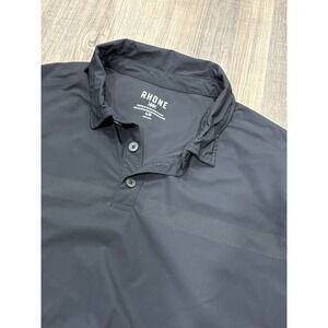 Rhone Button Up Shirt Mens Large Slim Black Lightweight Performance Stretch‎